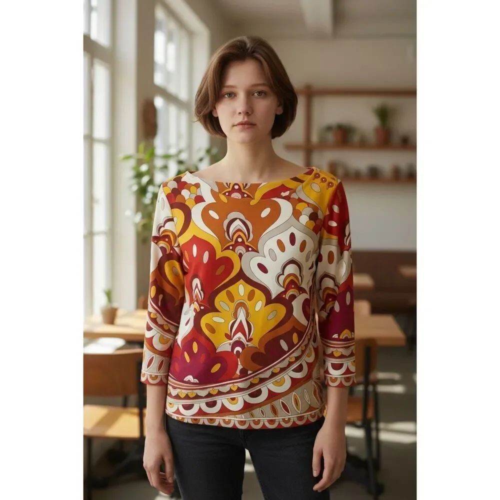 J. McLaughlin Catalina cloth knit top sz Large